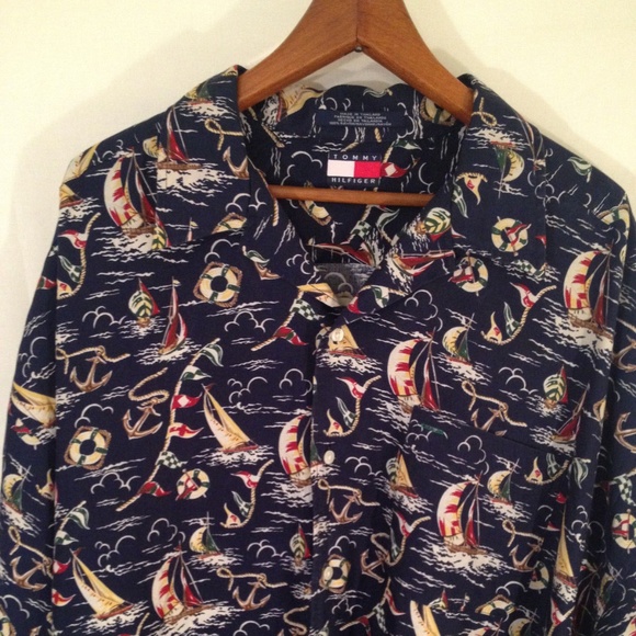 Tommy Hilfiger Other - TOMMY HILFIGER BLUE SHORT SLEEVES VTG SHIRT - XL